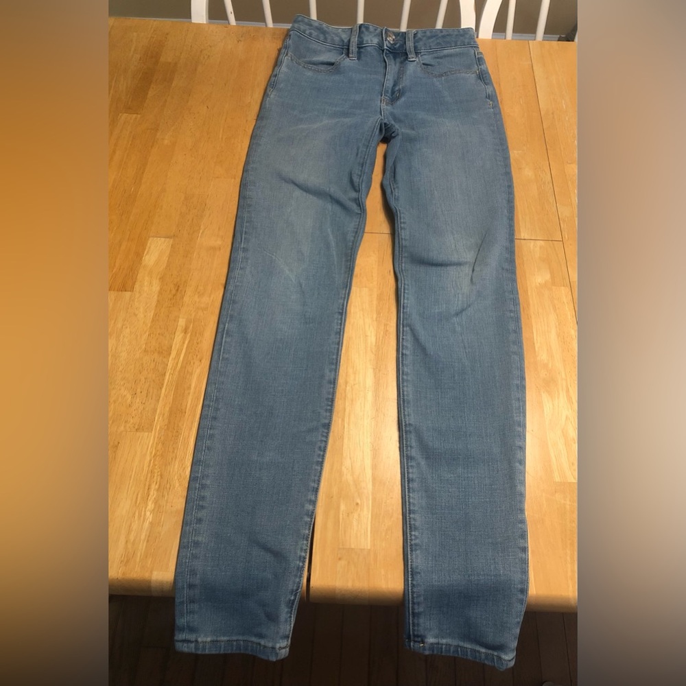 American Eagle High Rise Jeggings Size 00 Regular Super Stretch Light Blue